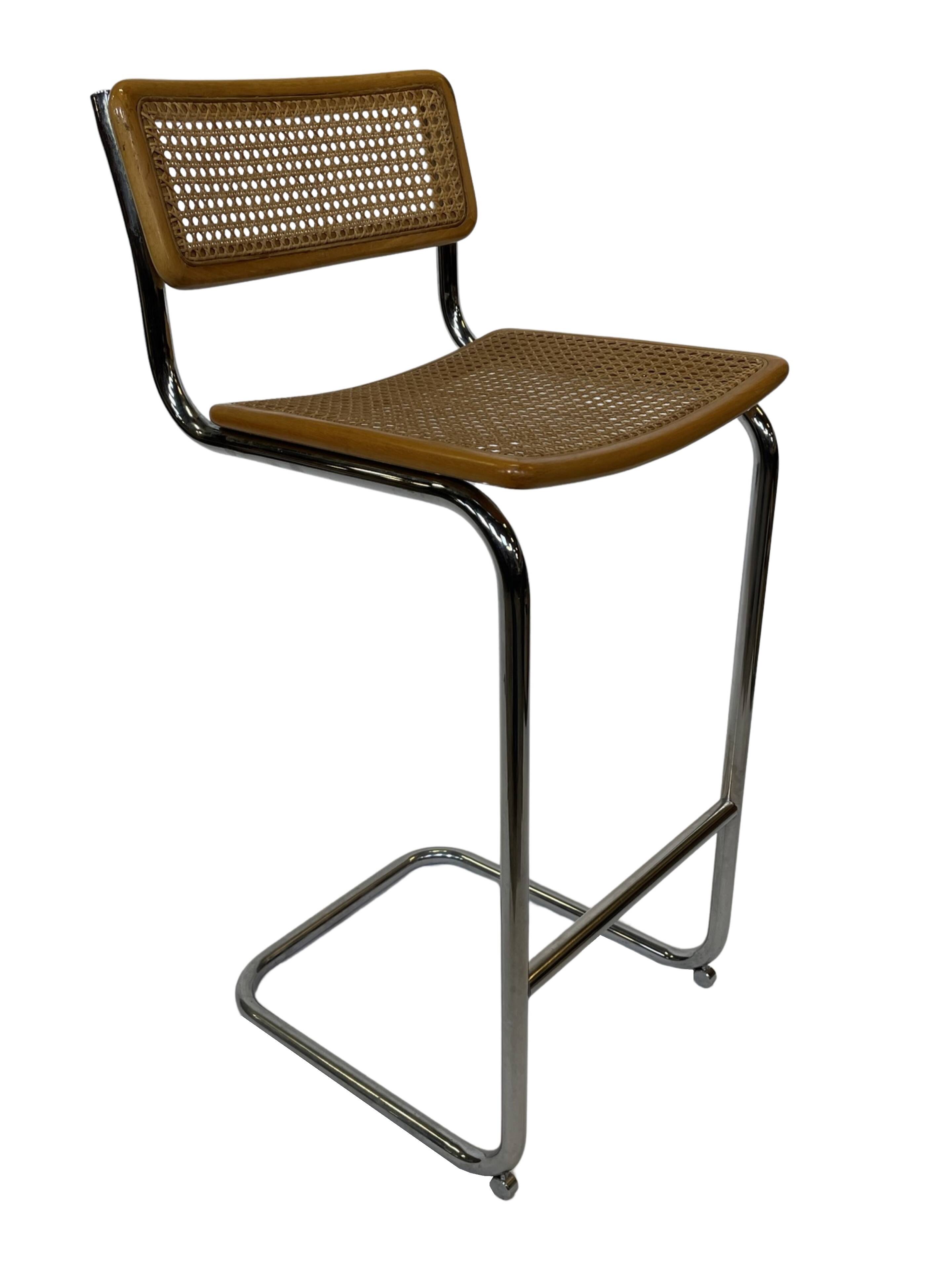 Vintage Cesca Design Bar Stools 80's design in chrome set of four