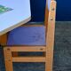 Vintage 1970s octagonal children's table in beech and lilac formica, with 5 chairs.