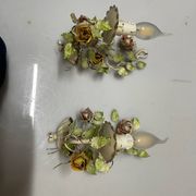 Vintage Tole Flower Sconces Set of 2 1960’s