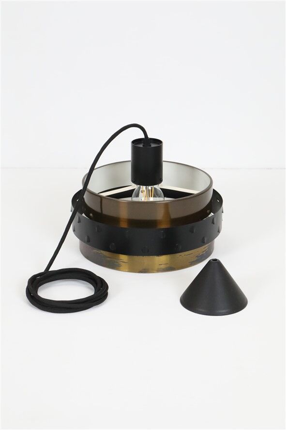 Mid-century brass pendant lamp / 1960s / Danish modern design / black