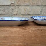 Set of 2 old square Charolles plates with flower pattern