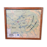 School poster two-sided Paris Basin / Normandy 1960 vintage