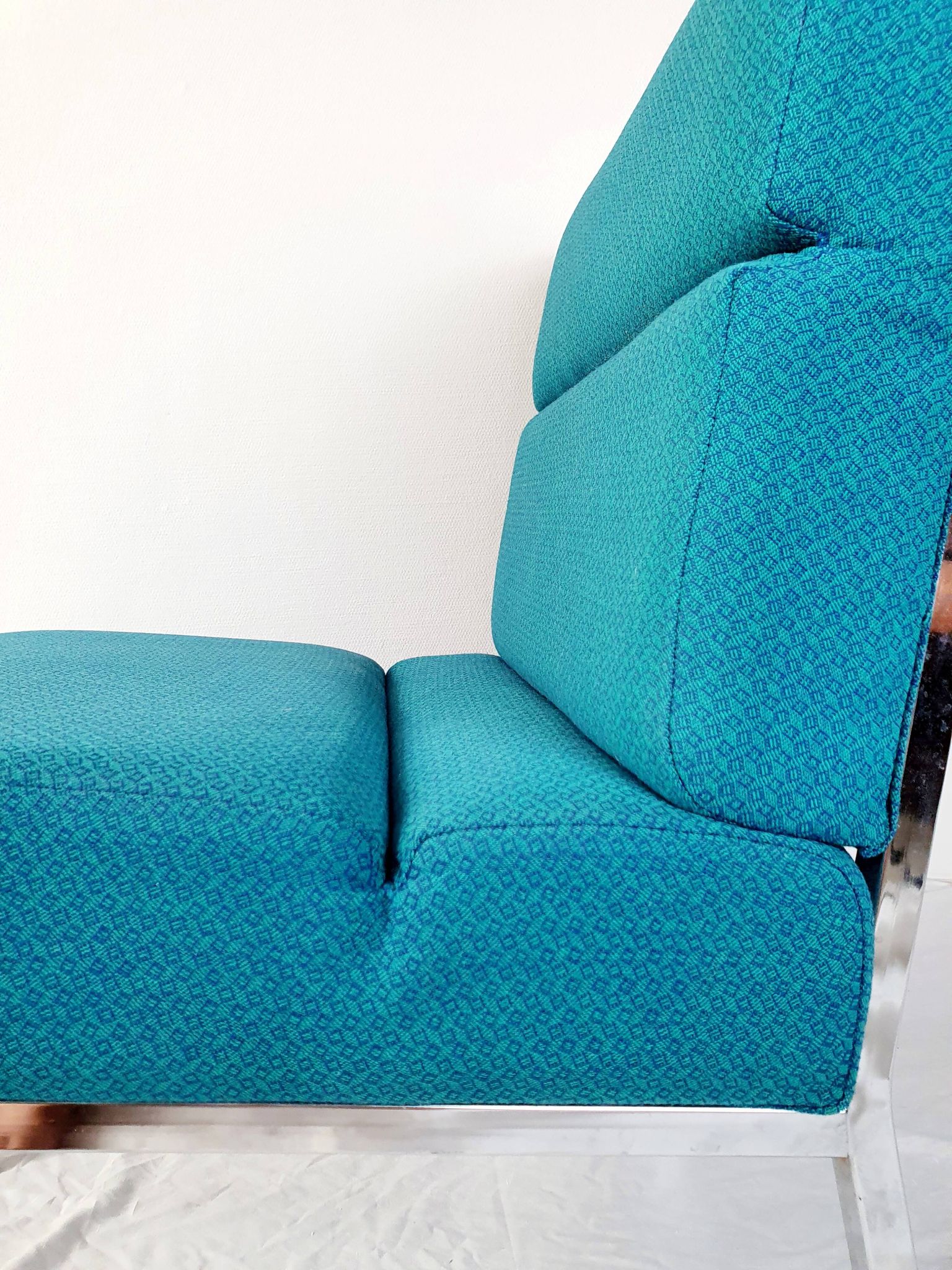 Vintage metal and fabric armchair