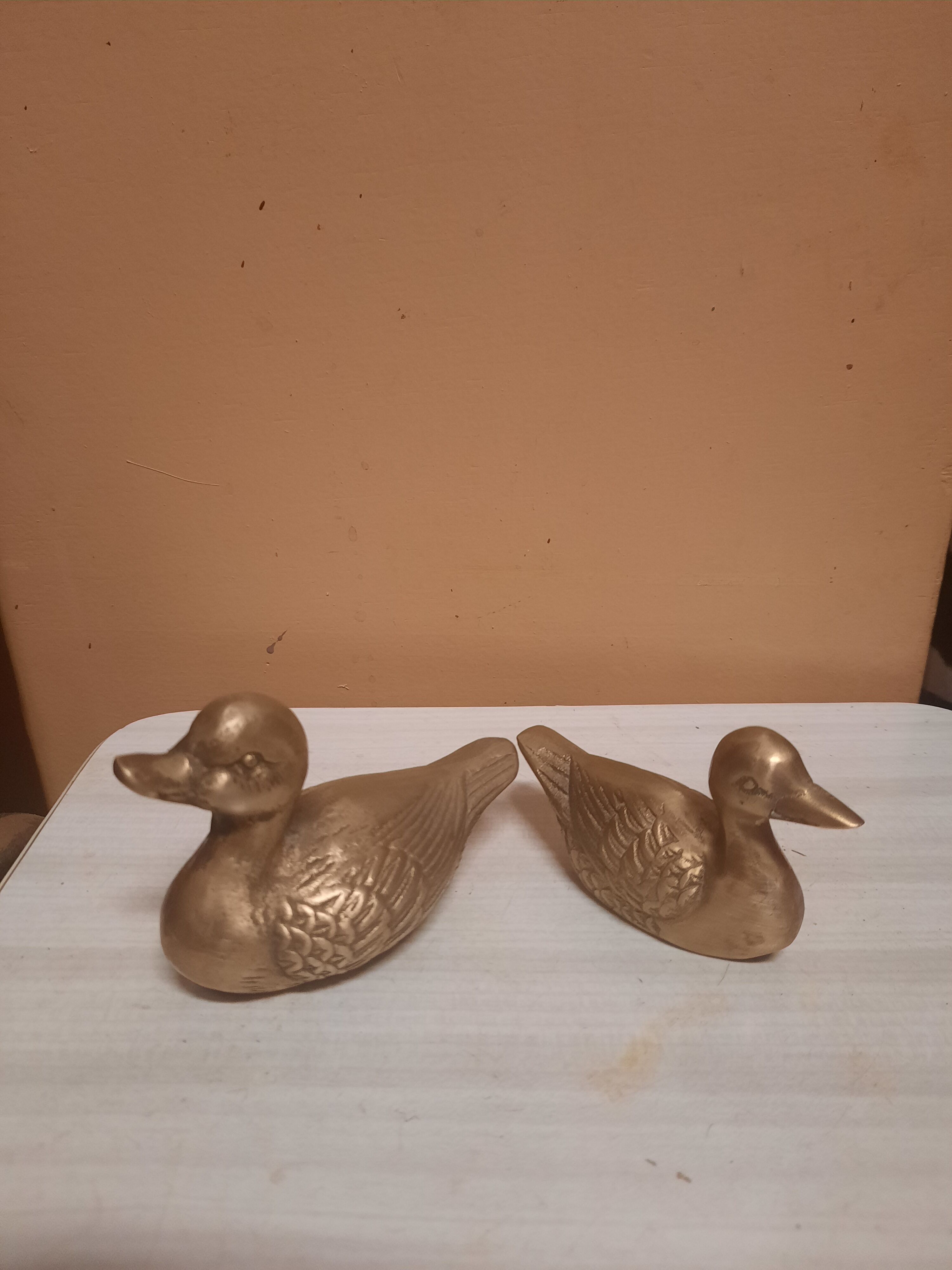 Set of two brass ducks