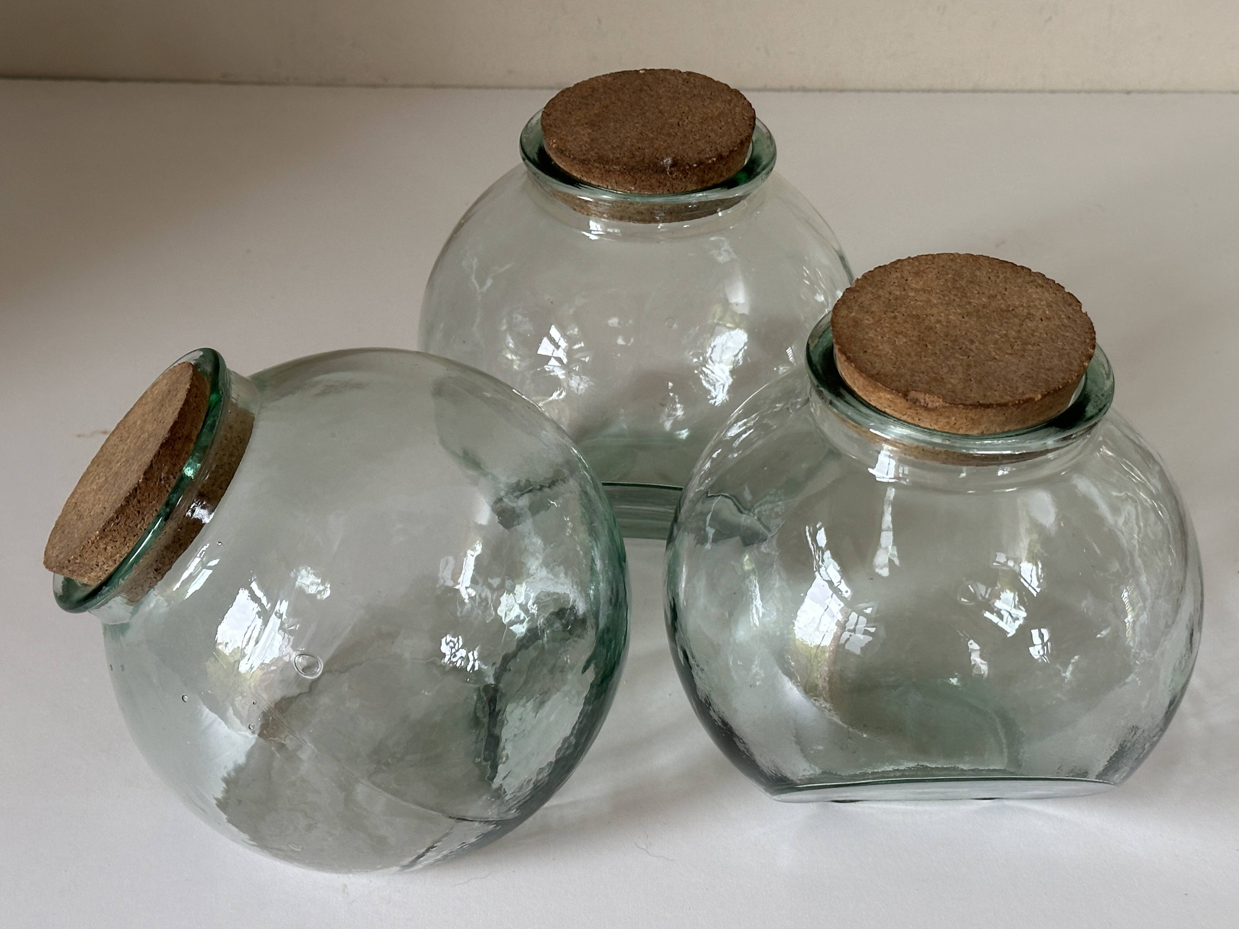 Set of 3 vintage glass candy jars from the 60s and 70s