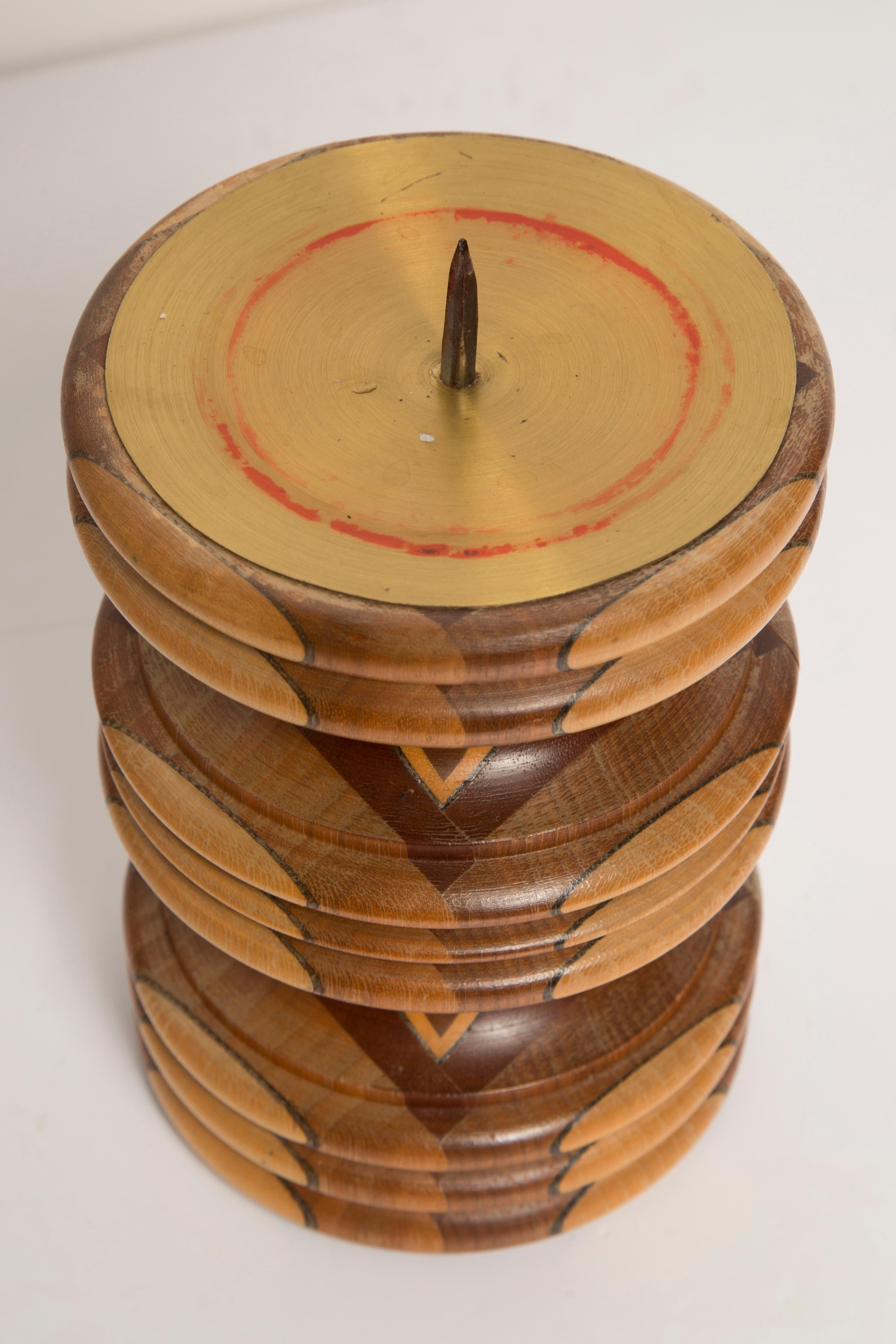 Bougeoir en bois marron milieu du siècle, France, années 1960