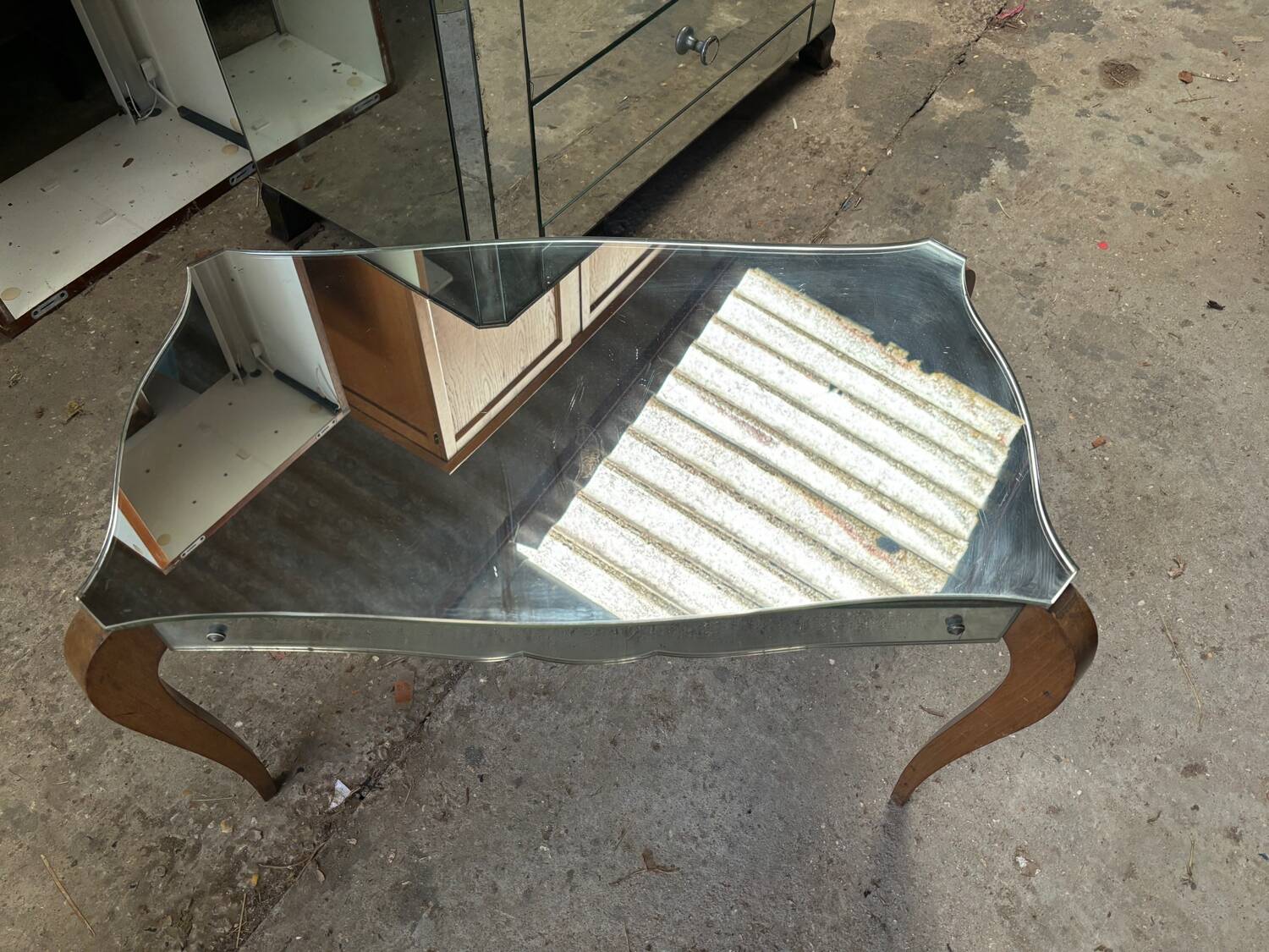 Art deco mirrored coffee table