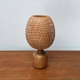 Vintage Scandinavian table lamp in bamboo and wood, 1970s.