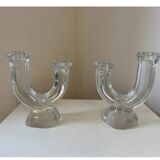 Pair of crystal candlesticks from Vannes le Chatel, 1960