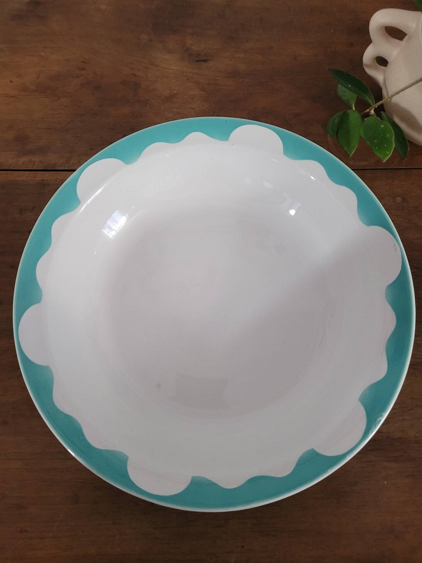 Large turquoise shallow dish