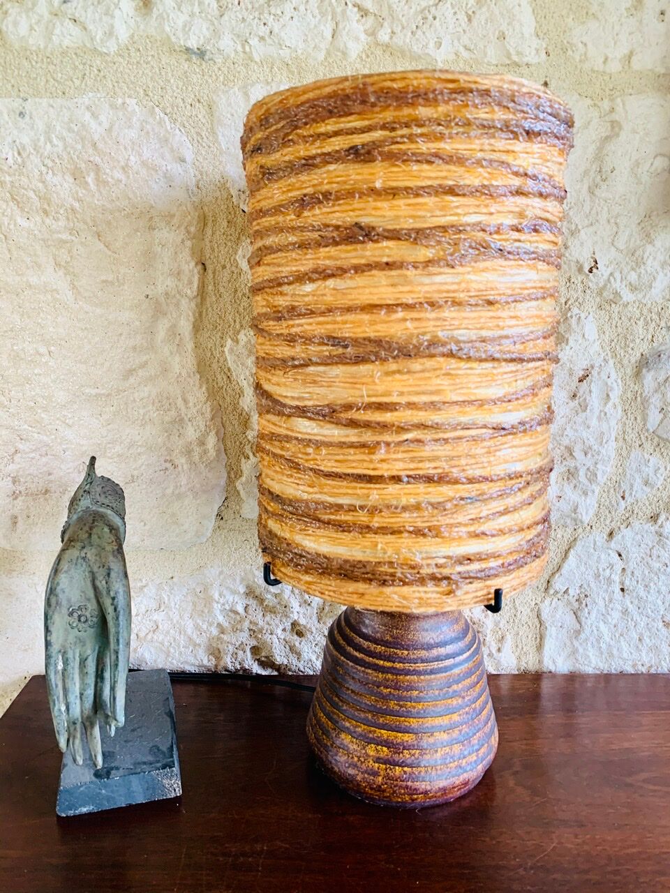 Vintage stoneware table lamp by Accolay, 70s