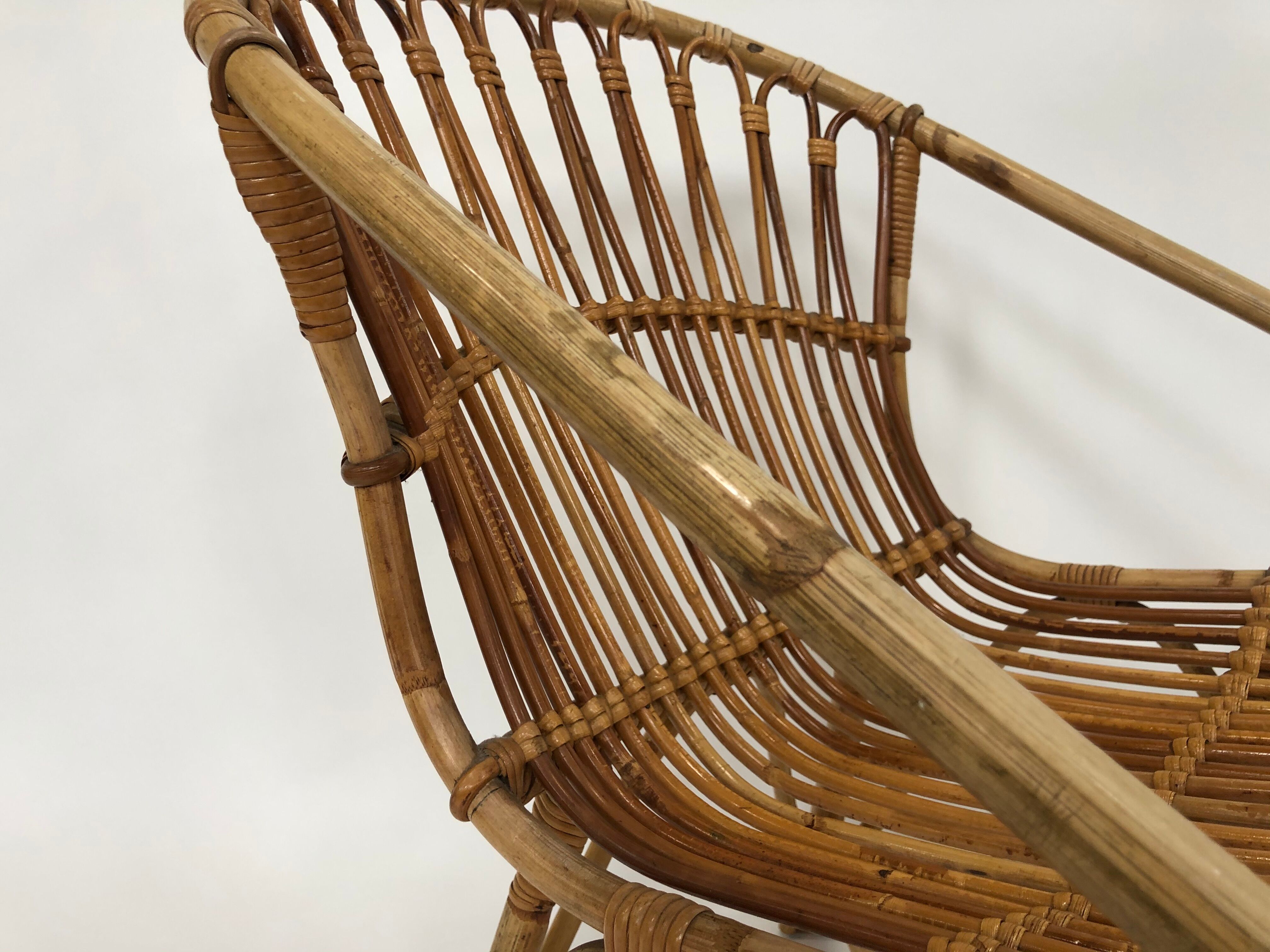 Fauteuil en rotin de Rohe Noordwolde, 1960, Pays-Bas