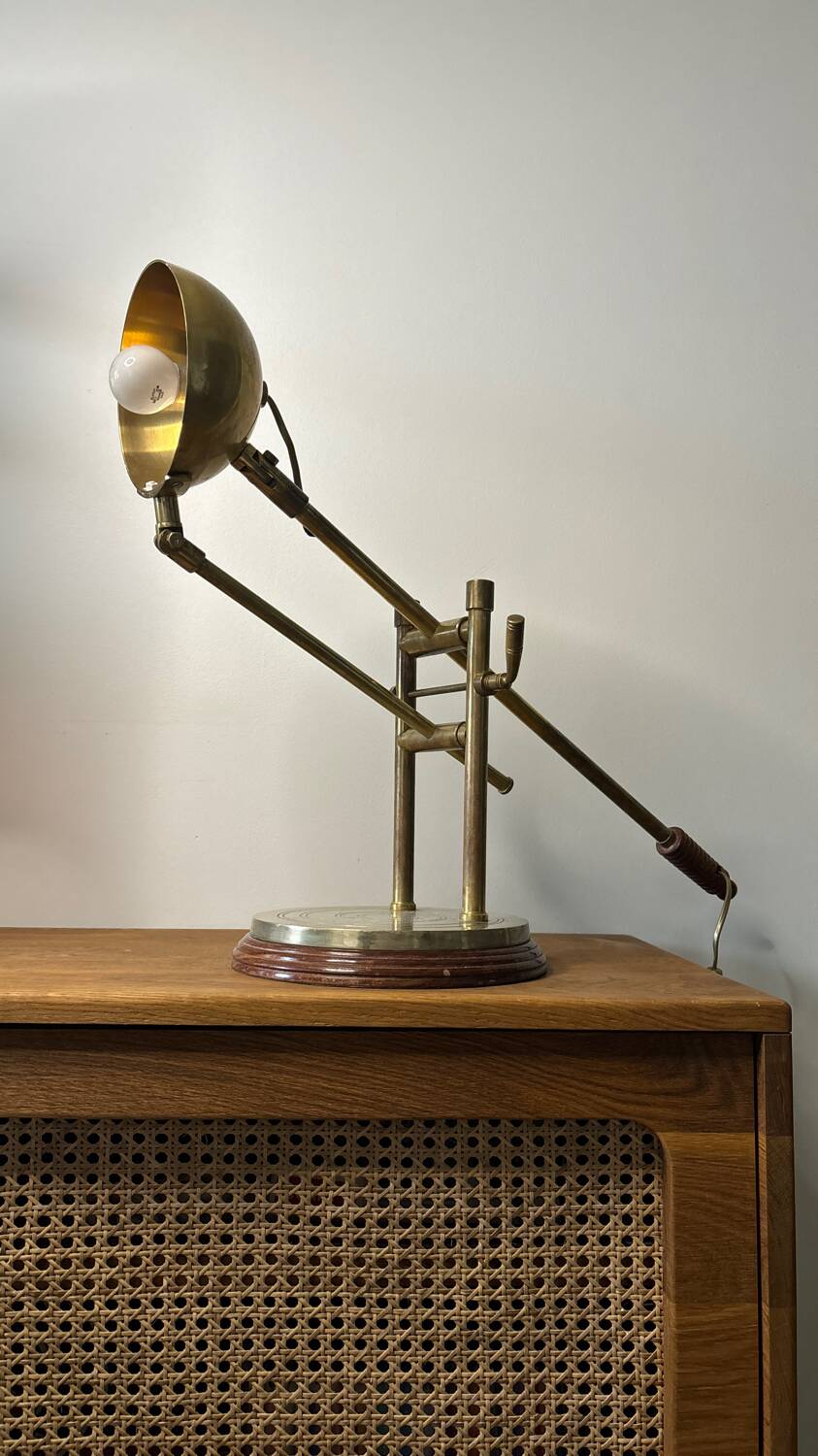 Adjustable brass desk lamp 1940s France