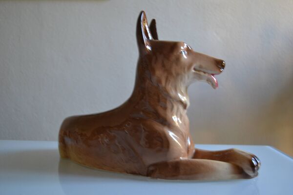 Chien Loup Berger Allemand Céramique Saint Clément L 39 cm H 26 cm