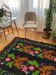 Romanian wool vintage carpet floral design and brown leaves