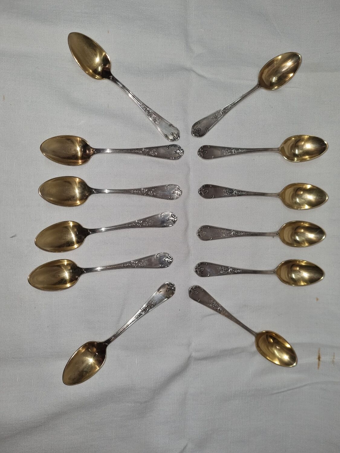 12 spoons of mocha, vermeil & silver