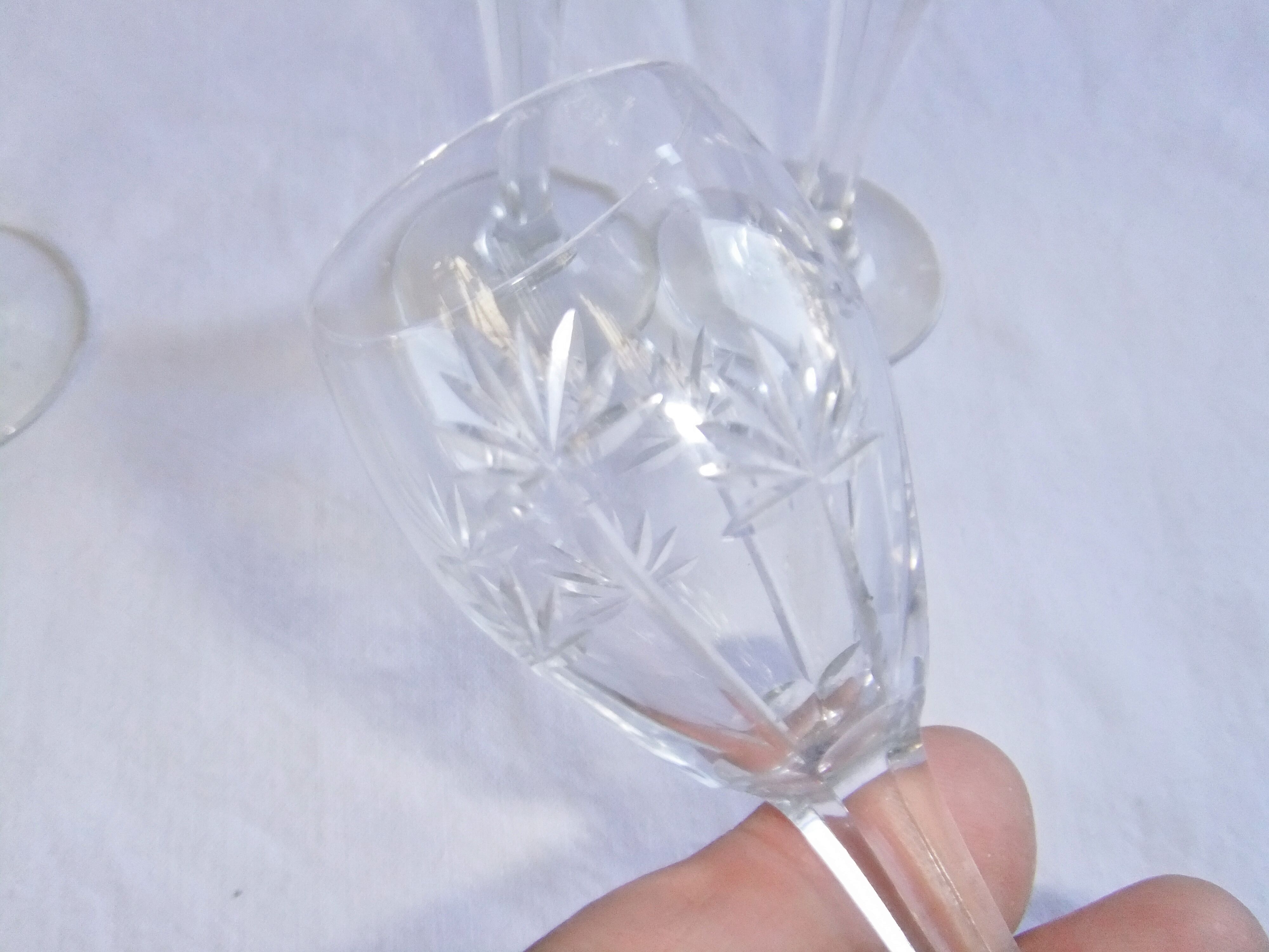 Bohemian crystal liqueur service Baccarat St Louis carafe glasses signed by an anchor