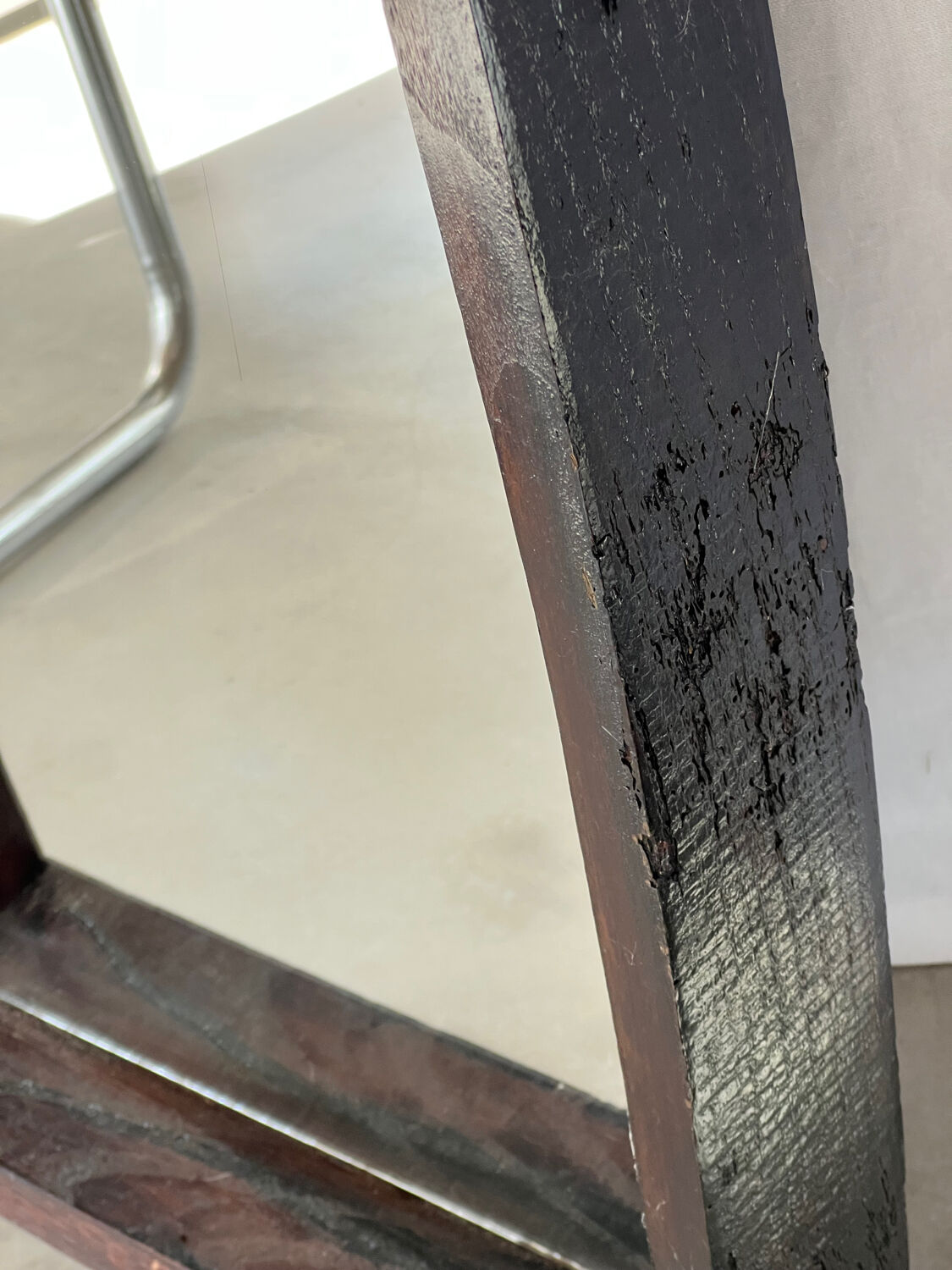 Miroir brutaliste rectangulaire bois foncé