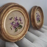 Pair of miniature gold round frames