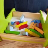 Wooden walking trolley and its colorful elements