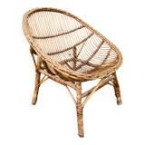 Vintage rattan and wicker armchair