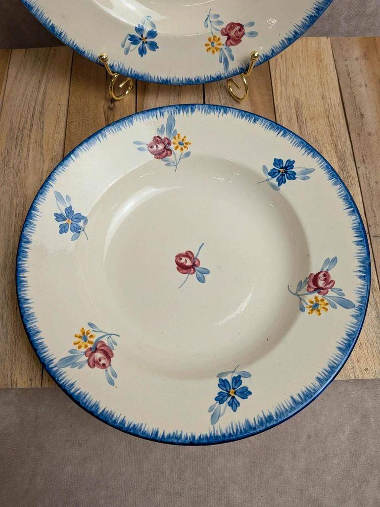 Set of 2 vintage deep plates Digoin Sarreguemines Marie-lou Terre de Fer