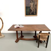Table de repas ou bureau Art Déco en chêne et hêtre – Années 1930