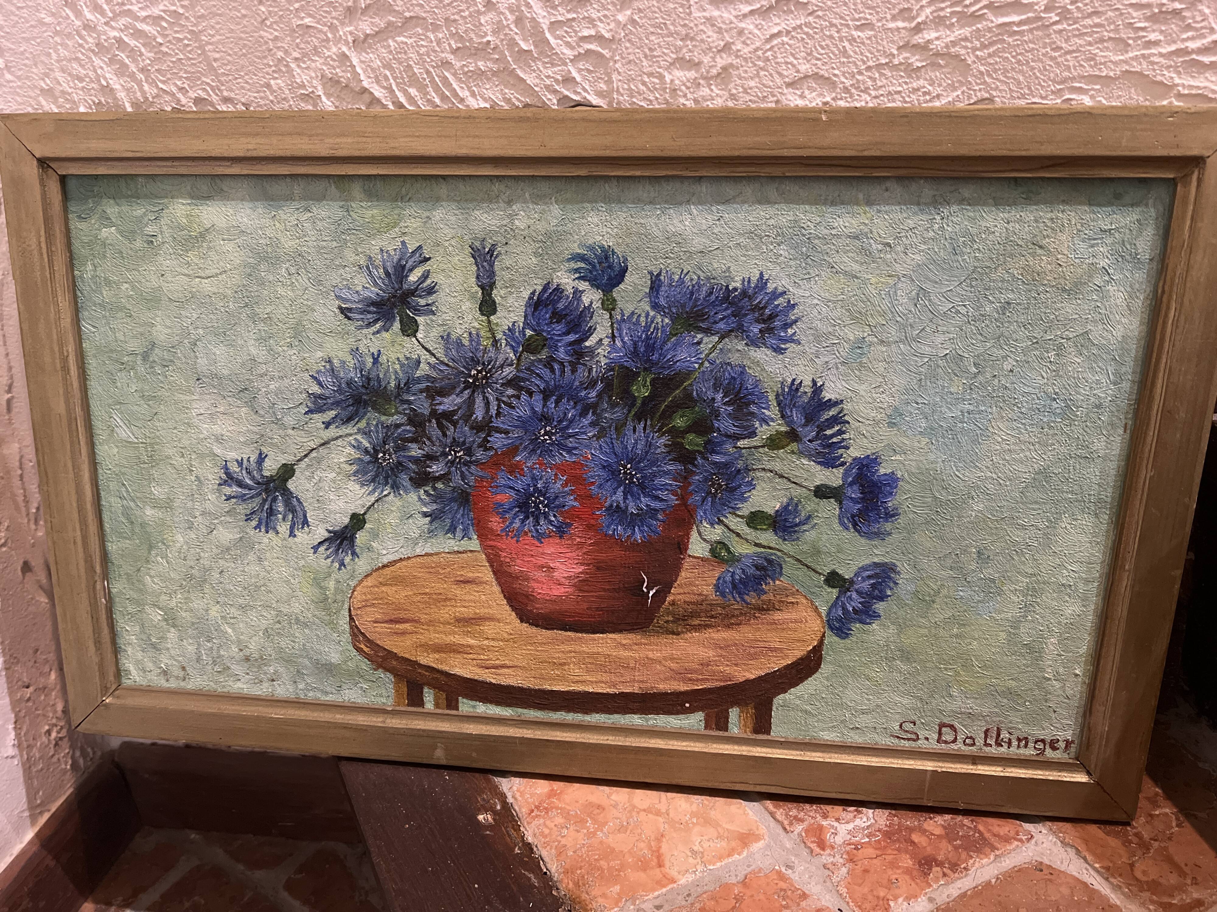 Oil painting "Vase with blueberries"