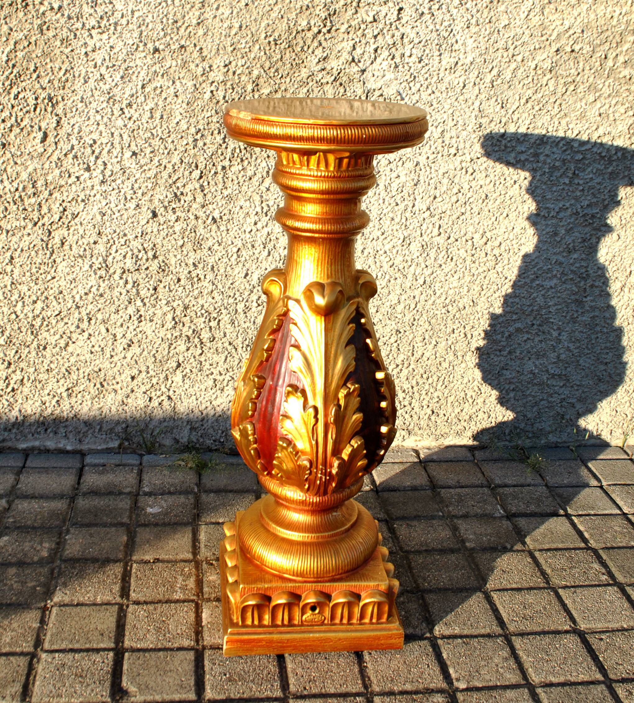 Decorative plaster column - gold lamp base - Creation JP France