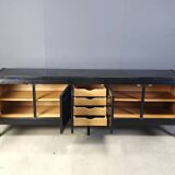 Ebonized wooden brutalist credenza, 1970s