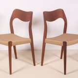 6x Niels Møller Model 71 teak, 1960s, Denmark