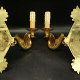 Pair of empire style swan sconces - petitot