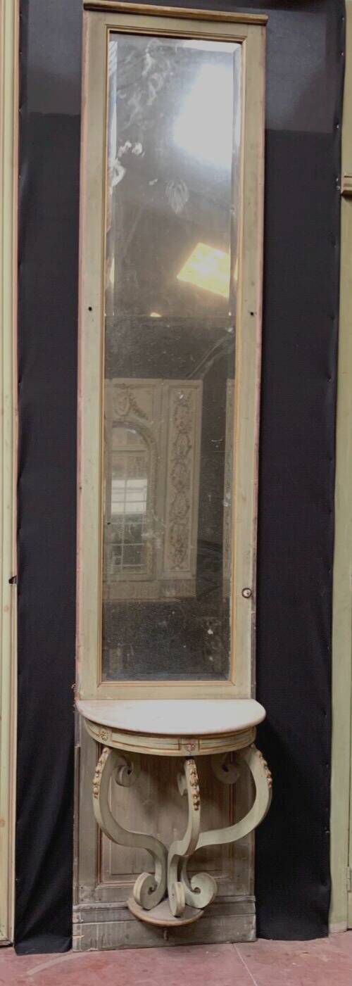 Napoleon III style mirror and woodwork console in 19th century patinated wood
