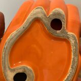 Vintage Orange Ceramic Hand Empty Pocket