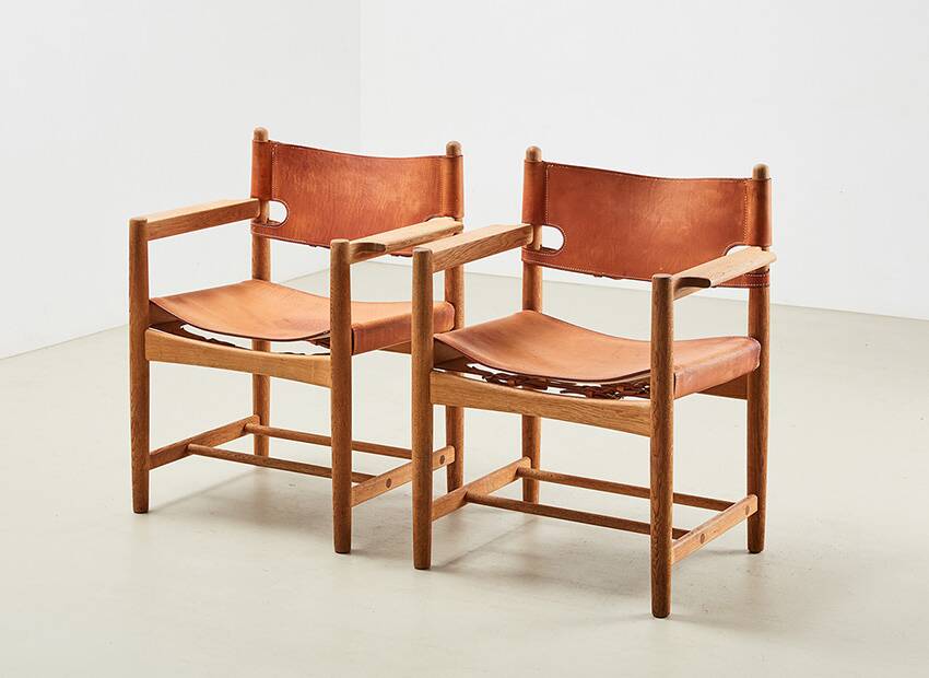 Borge Mogensen Pair of Model 3238 Spanish Dining Chairs for Fredericia 1964