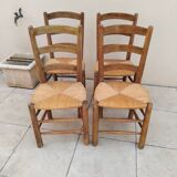 4 vintage straw chairs
