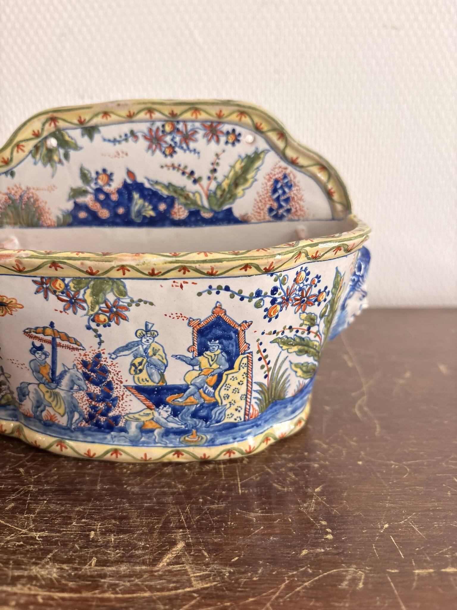 Antique Jardinière Earthenware 19th Century Sèvres Moustiers Macarons Style
