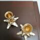 Bougeoirs palmiers nacre et laiton