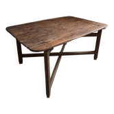 Table à manger / table de vigneron française ancienne, primitive et pliante