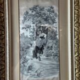 Paire de tableaux en soie