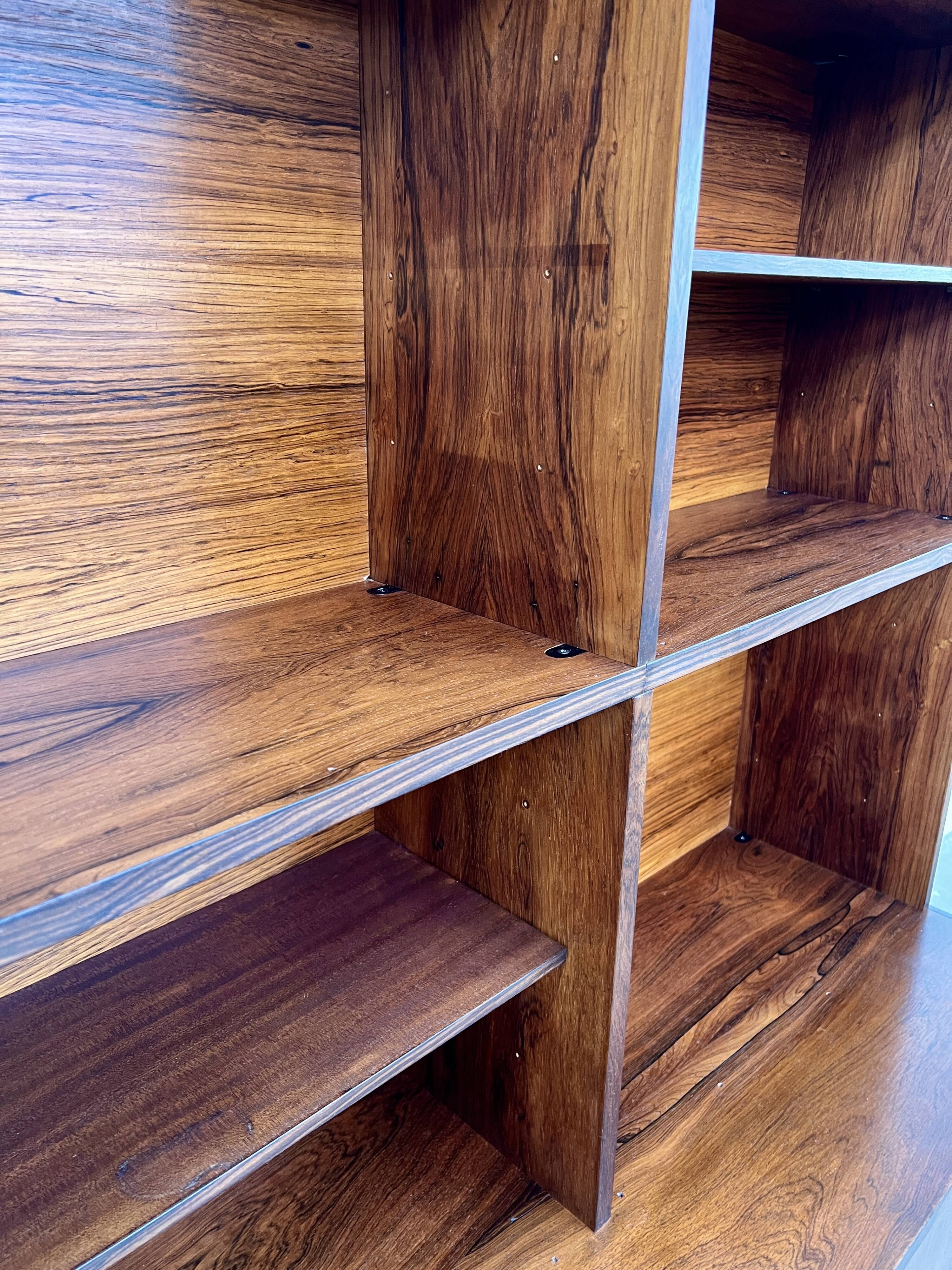 Modular bookshelf and storage unit in rosewood from the 1970s.