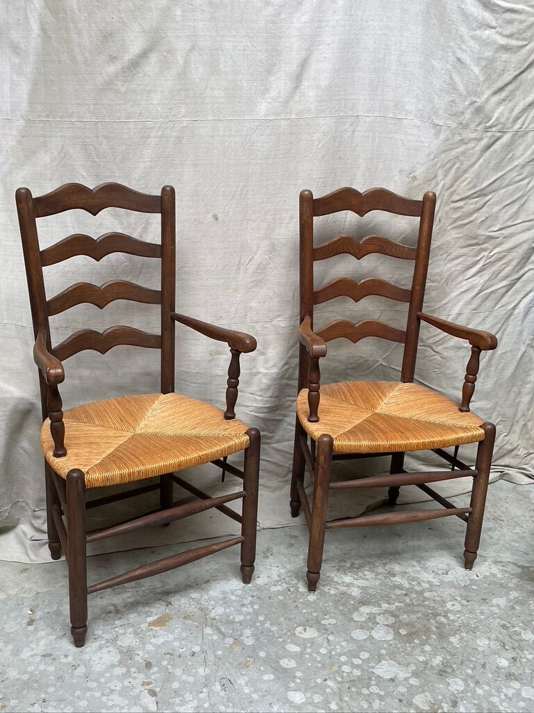 Pair of straw armchairs
