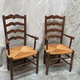 Pair of straw armchairs