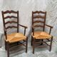 Pair of straw armchairs