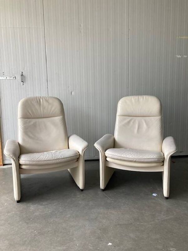 Exceptionnelle et rare paire de chaises longues réglables De Sede DS-50
