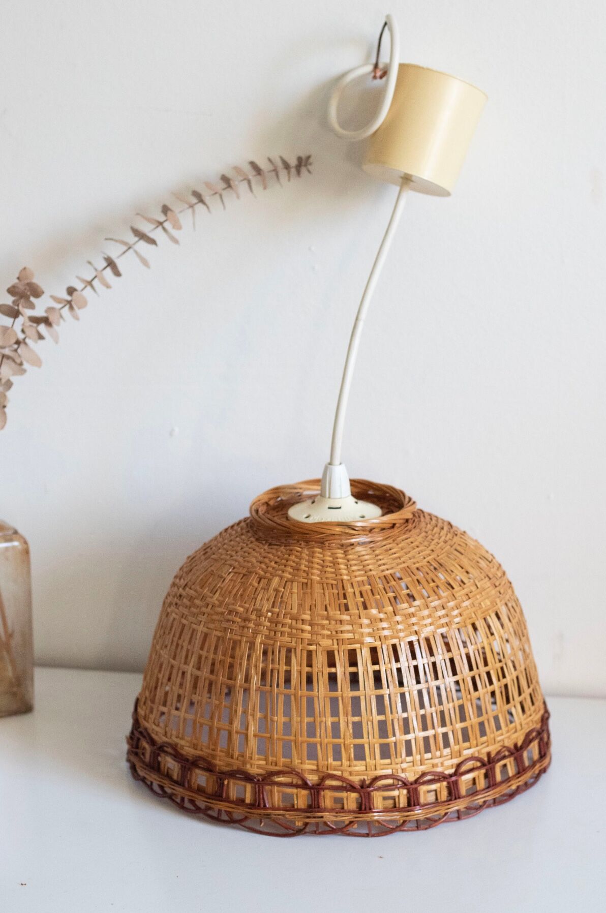 Vintage wicker pendant lamp