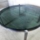 Table low vintage smoked glass and chromed metal