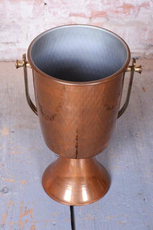 Art Deco Standing Champagne Cooler in Brass and Copper, France, 1920s