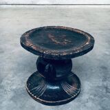 Handcrafted Low Stool in Carved Stained Wood, Africa, 1950s