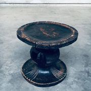 Handcrafted Low Stool in Carved Stained Wood, Africa, 1950s